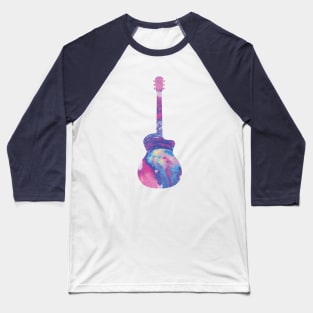 Acoustic Guitar Watercolor Texture Baseball T-Shirt